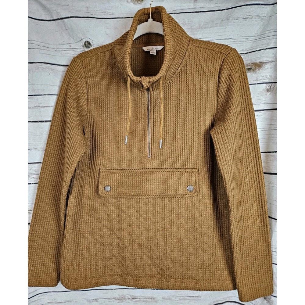LL Bean Signature Waffle Thermal Pullover 1/4 Zip Top XS Womens Gorpcore